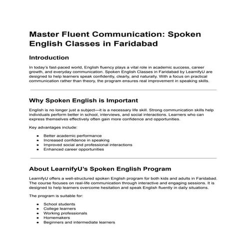 Spoken English Classes for kids in Ludhiana - LearnifyU | PDF
