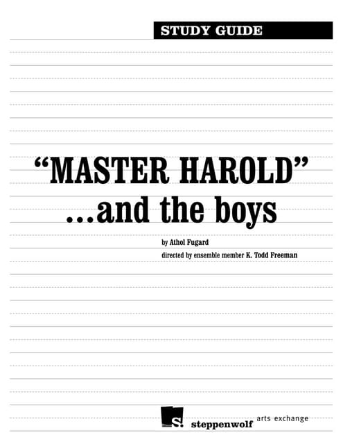 Master Harold Studyguide