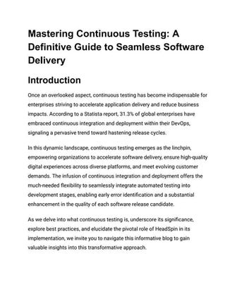 Mastering Continuous Testing_ A Definitive Guide to Seamless Software Deliver...