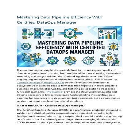 Mastering Data Pipeline Efficiency with Certified DataOps Manager (CDOM ...
