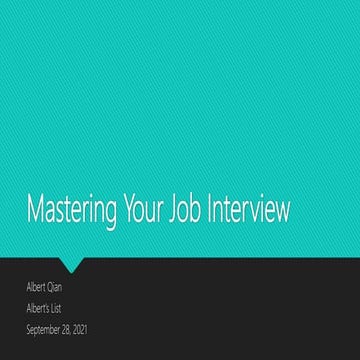 Mastering the Job Interview