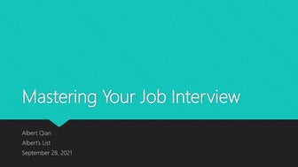 Mastering the Job Interview