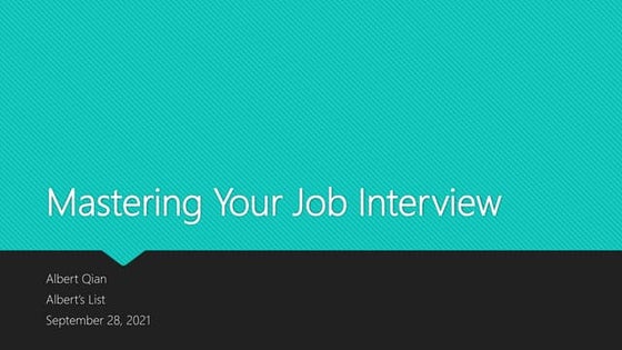 Mastering the Job Interview