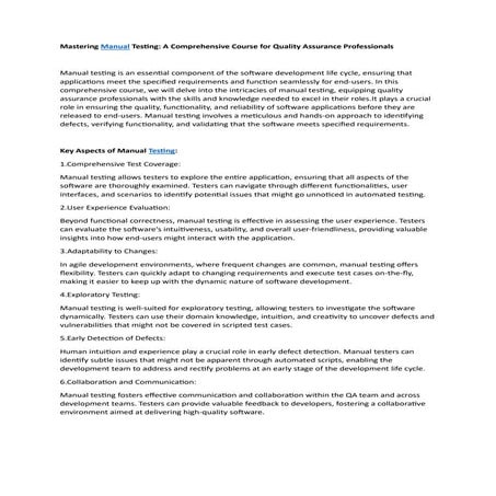 Best Manual Testing Training Institute in Chennai