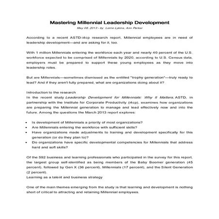 Mastering millennial leadership development