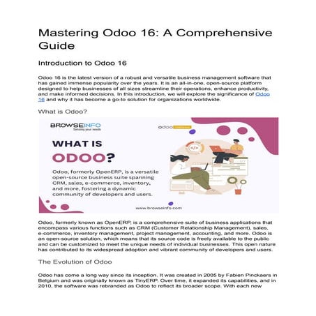 Mastering Odoo 16  A Comprehensive  Guide