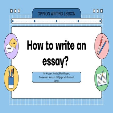 We can learn how to write an essay in english. Teacher: Nurshash and her stud...