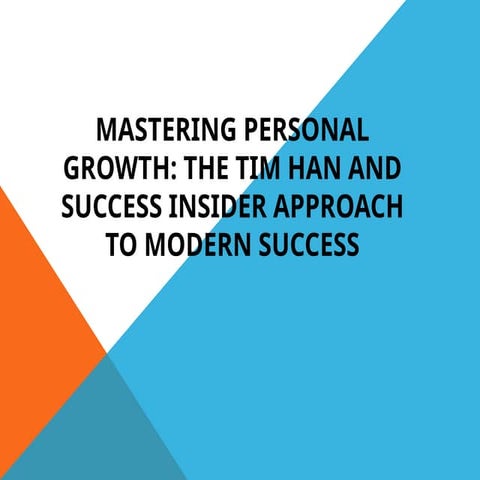 Mastering Personal Growth: The Tim Han and Success Insider Approach to ...