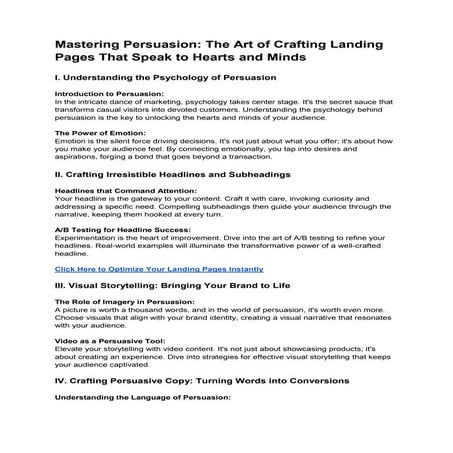 Mastering Persuasion: The Art of Crafting Landing Pages That Speak to Hearts ...