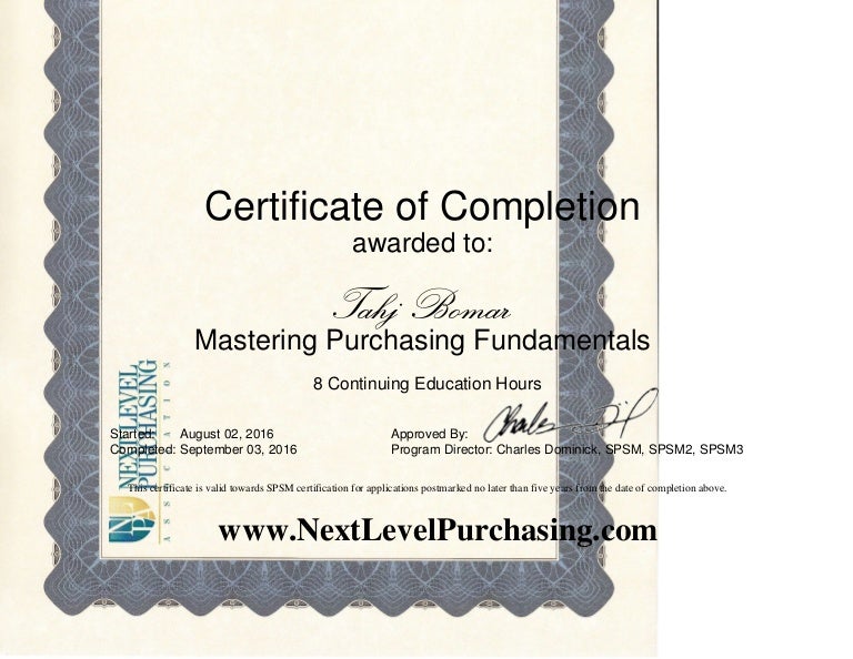 Mastering purchasing fundamentals certificate