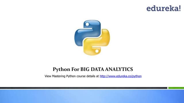 Python for Big Data Analytics | PPTX