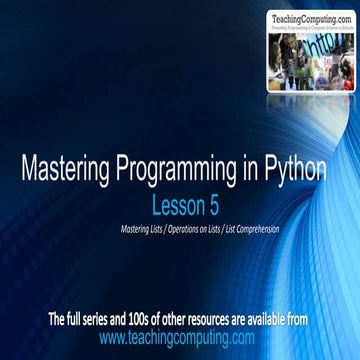 Mastering Python lesson 5a_lists_list_operations | PPT