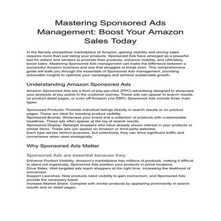 Amazon Sponsored ads Best Practices | PPT