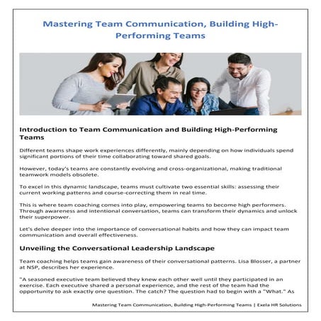 Mastering Team Communication, Building High-Performing Teams