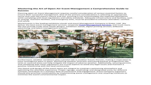 Mastering the Art of Open-Air Event Management a Comprehensive Guide to Succe...