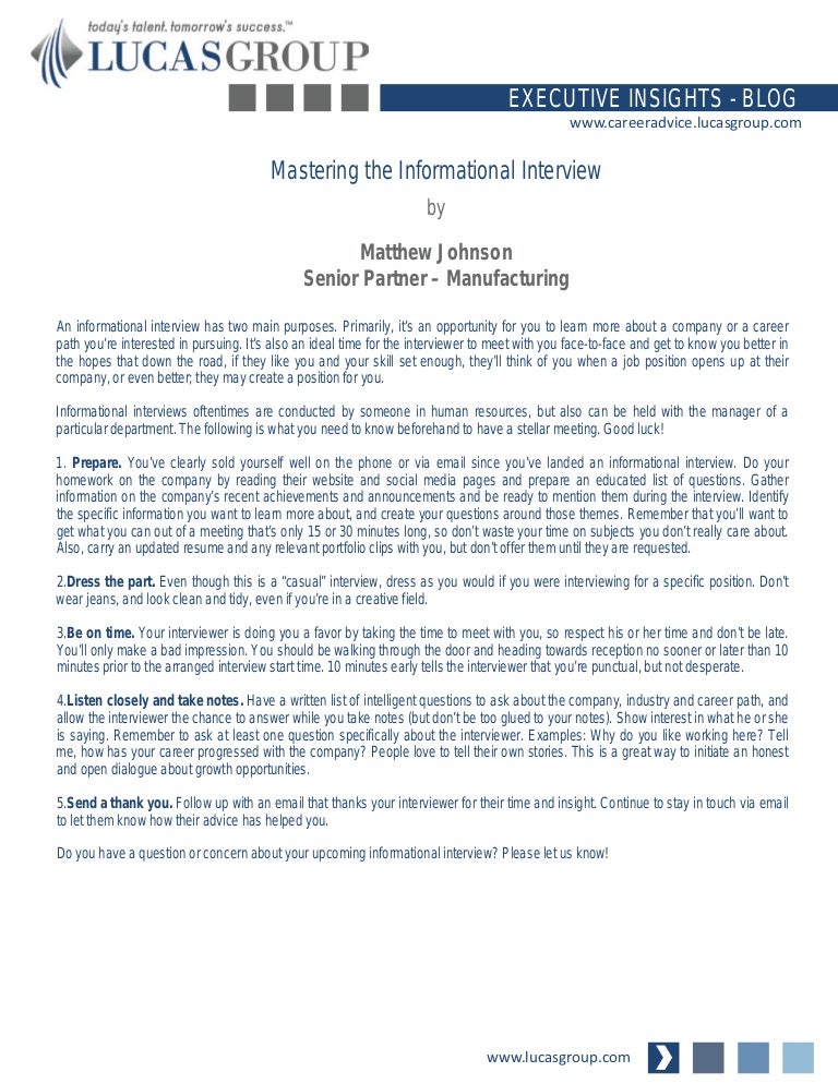 what is the goal of an informational interview