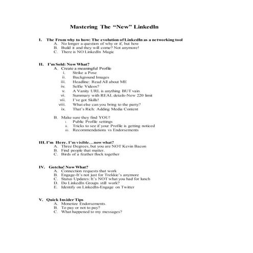 Mastering The New LinkedIn-Outline