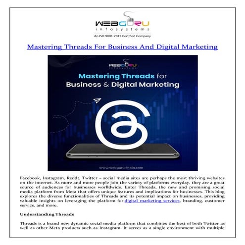Mastering Threads for Business and Digital Marketing  