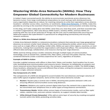 Mastering Wide-Area Networks (WANs): How They Empower Global Connectivity for...