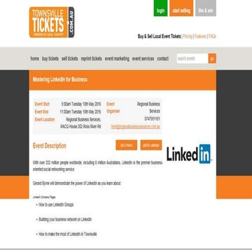 Mastering LinkedIn for Business Townsville 16 May 2016