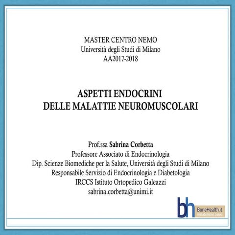 Aspetti endocrini delle malattie neuromuscolari pt.2