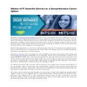 Master of IT Australia