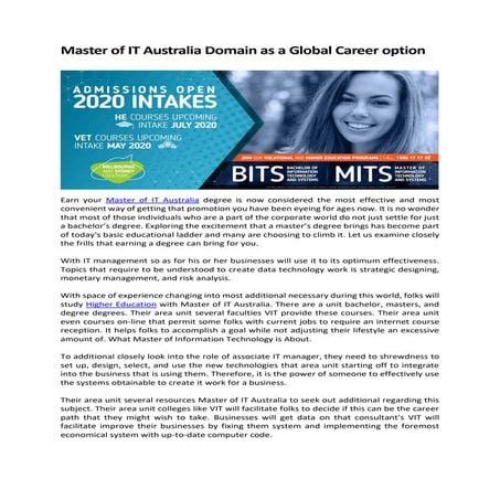 Master of IT Australia