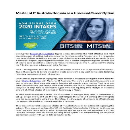 Master of IT Australia