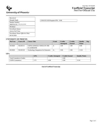 CTU Transcript | PDF