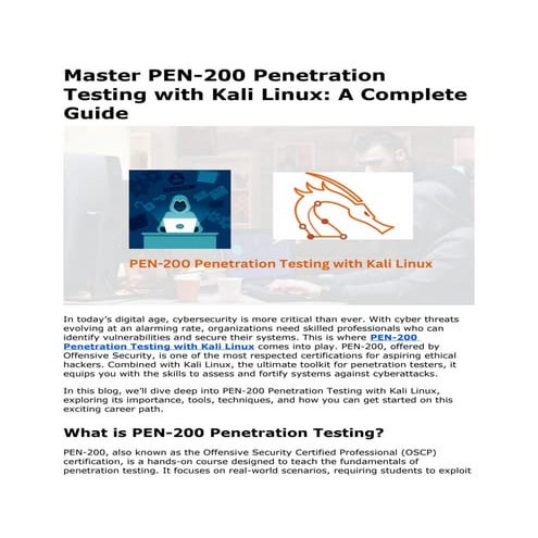 Master PEN-200 Penetration Testing with Kali Linux_ A Complete Guide (1 ...