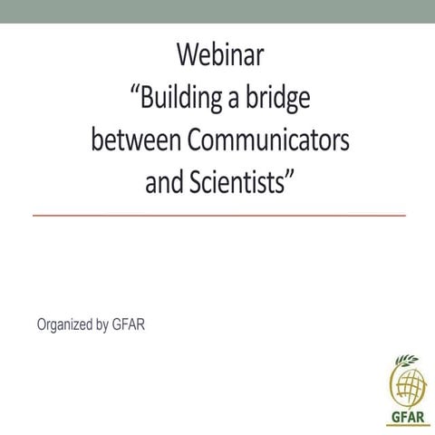 GFAR webinar "building a bridge between scientists and communicators"