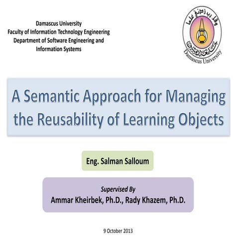 A Semantic Approach for Managing the Reusability of Learning Objects