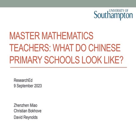Master mathematics teachers: What do Chinese primary schools look like?