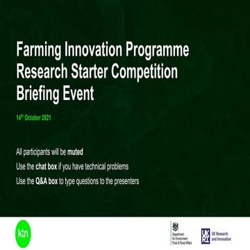 Farming Innovation Programme - Research Starter Pilot - Briefing Event