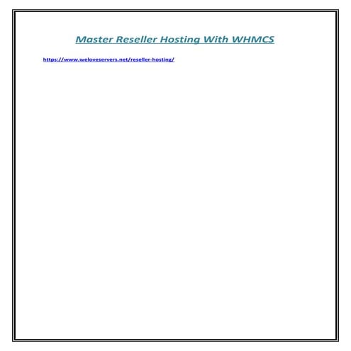 Master reseller hosting with whmcs | DOC