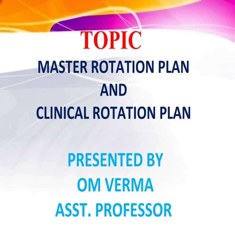 Master rotation and clinical rotation plan