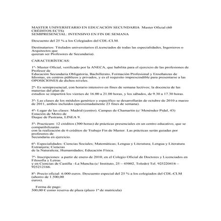 Master educación secundaria.