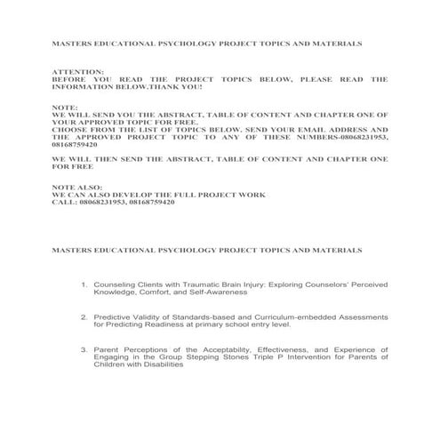 MASTERS EDUCATIONAL PSYCHOLOGY PROJECT TOPICS AND MATERIALS.docx