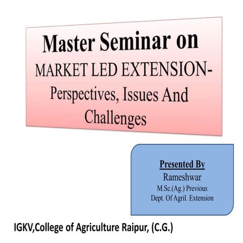 master seminar on market led extension