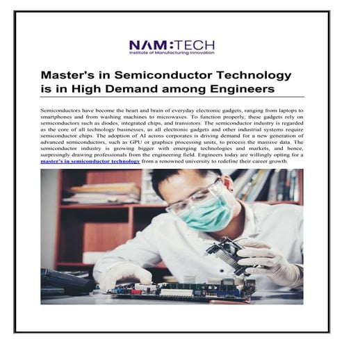 Master's in Semiconductor Technology is in High Demand among Engineers