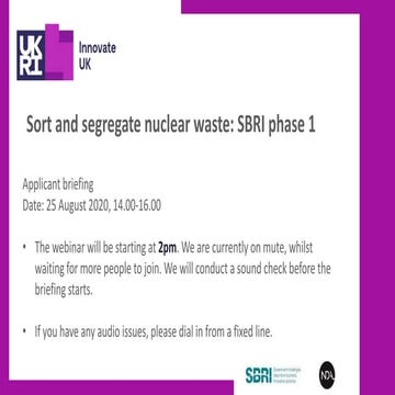 SBRI competition: Sort and Segregate Nuclear Waste