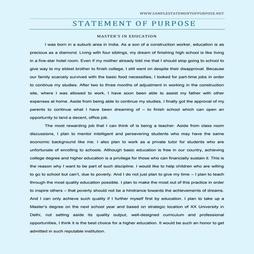 Sample Statement of Purpose 