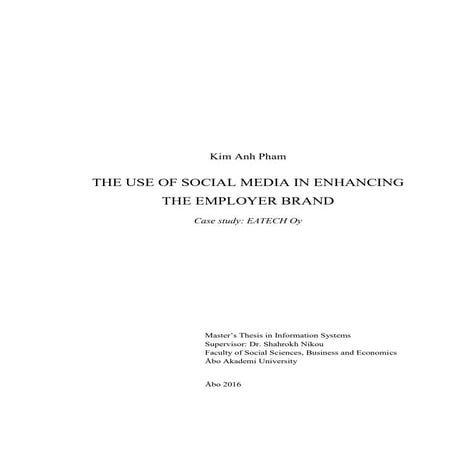 The use of social media in enhancing the employer brand | PDF
