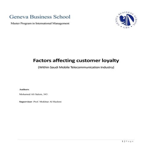 Master thesis _ Factors affecting customer loyalty