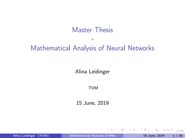 Master Thesis Presentation (Subselection of Topics)