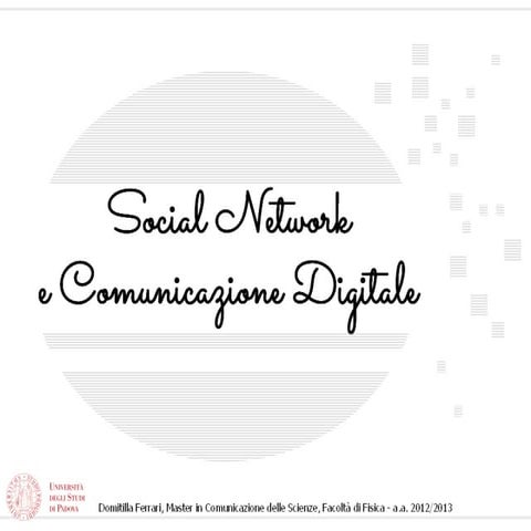 Comunicazione Digitale e Social Network 