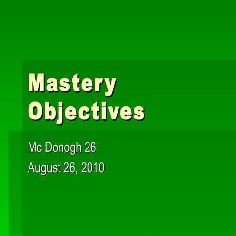 Mastery objectives 2