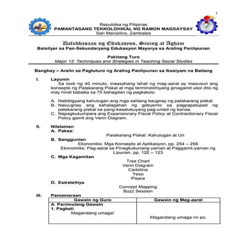 Masusing banghay aralin sa araling panlipunan