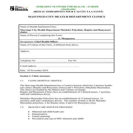 Masvingo clinic profile 2011