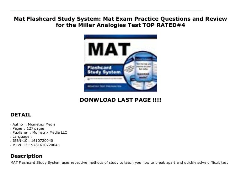Mat Flashcard Study System Mat Exam Practice Questions and Review fo…